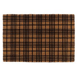 Entryways 36 in. W X 24 in. L Black/Natural Fine Plaid Coir Door Mat