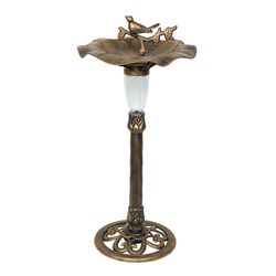 Alpine Gold Plastic 19.29 in. Solar Lighted Bird Bath
