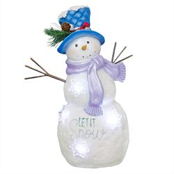 Alpine Lavender Winter Let It Snow Snowman 15.94 in. Porch Decor