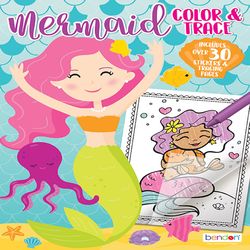 Bendon Mermaid Color and Trace Book Multicolored