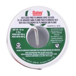 Oatey 16 oz Lead-Free Plumbing Wire Solder 0.117 in. D Tin/Antimony 95/5 1 pc