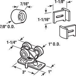 Prime-Line 0.88 in. D X 3 in. L Mill White Steel Hardware Kit 1 pk