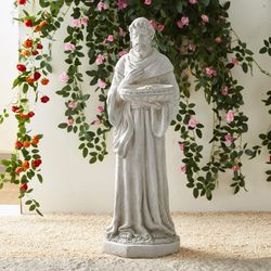 Glitzhome Fiberglass/MGO Gray 32.75 in. St. Francis Garden Statue