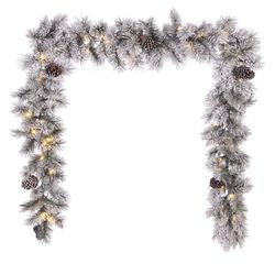 Celebrations Home 12 in. D X 9 ft. L LED Prelit Multicolored Snowy Scotch Pine Garland