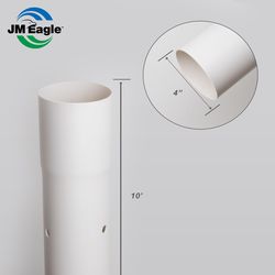 JM Eagle 2729 PVC Perforated Sewer and Drain Pipe 4 in. D X 10 ft. L Bell 0 psi