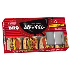TableCraft BBQ Silver Stainless Steel Taco/Hot Dog Tray 4 slot