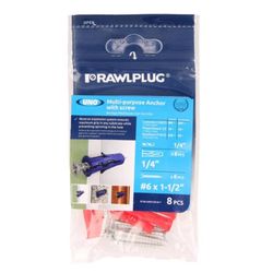 RAWLPLUG 1/4 in. D X 1.5 in. L Polypropylene Phillips Head Drywall Anchor 8 pc