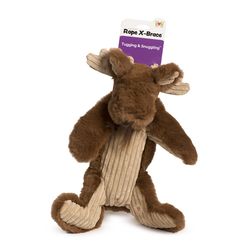 HuggleHounds X-Brace For Dog Brown/Tan Plush Maple Moose Dog Toy 1 pk