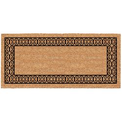 Americo Home Natural CoCo 24 in. W X 60 in. L Black/Tan Charleston Border Coir Door Mat
