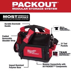 Milwaukee Packout Ballistic Polyester 15 Tool Tote 31 pocket Black/Red 1 pc