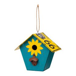 Glitzhome 9.75 in. H X 7 in. W X 10.75 in. L Metal and Wood Bird House