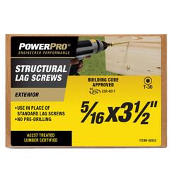 PowerPro 5/16 in. X 3 1/2 in. L Star Carbon Steel Lag Screw 50 pk