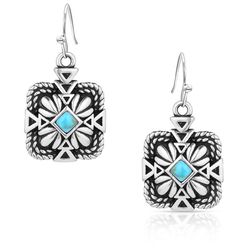 Montana Silversmiths Women's Desert Sage TQ Dangle Square Silver/Turquoise Earrings One Size Fits Mo