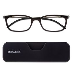 ThinOptics Reading Glasses Unisex Black Frame +1.50 Strength