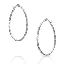 Montana Silversmiths Women's Cut Rope Hoop Silver Earrings Water Resistant
