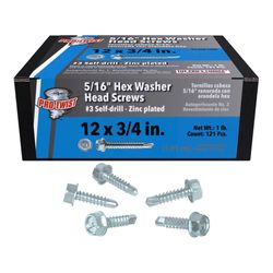 Grip-Rite Pro-Twist No. 12 Sizes X 3/4 in. L Hex Hex Washer Head Sheet Metal Screws