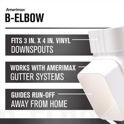 Amerimax 4 in. H X 3 in. W X 5.5 in. L White Vinyl B Gutter Elbow
