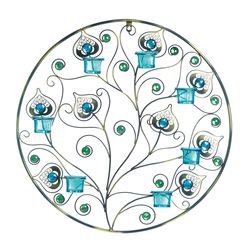 Accent Plus 3 in. H X 23 in. L Peacock Inspired Glass/Metal Wall Sconce