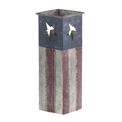 Alpine 12 in. H Metal American Flag Planter Multicolored