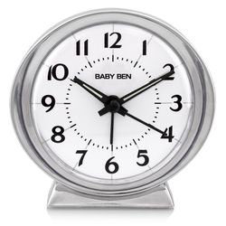 Westclox Baby Ben Silver Alarm Clock Analog Battery Operated