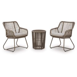 Signature Design by Ashley Monarch Heights 3 pc Brown Aluminum Contemporary Patio Set