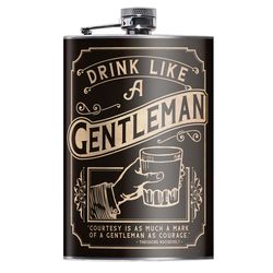 Lucky Jack 8 oz Stainless Steel Drink Like a Gentleman Hip Flask