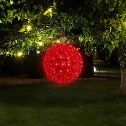 Celebrations LED Red 100L T5 Starlight Sphere 7.5 in. Hanging Decor