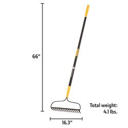 John Deere 66 in. 15 Tine Steel Bow Rake Fiberglass Handle