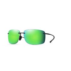 Maui Jim Hema Sunglasses Unisex Black Matte Frame Maui Green Lens Polarized