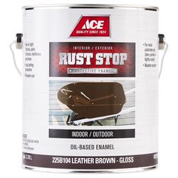 Ace Rust Stop Indoor and Outdoor Gloss Leather Brown Oil-Based Enamel Rust Prevention Paint 1 gal