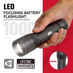 Ace 1000 lm Black LED Flashlight AA Battery