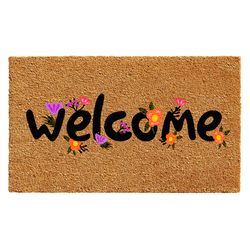 Home & More 1.42 ft. W X 2.42 ft. L Multi-color Spring Welcome Coir Door Mat