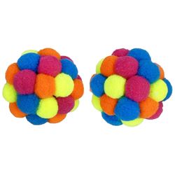 Multipet For Cat Assorted Plush Pom Pom Ball Cat Toy 2 pk