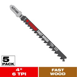 Diablo 4 in. High Carbon Steel T-Shank Fast Wood Jig Saw Blade 6 TPI 5 pk