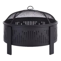 Living Accents 29 in. W Steel Round Wood Fire Pit