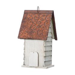 Glitzhome 12 in. H X 5.5 in. W X 6.5 in. L Metal and Wood Bird House