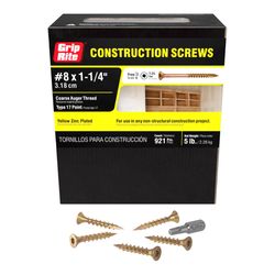 Grip-Rite No. 8 wire X 1-1/4 in. L Star Flat Head Coarse Construction Screws