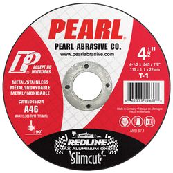 Pearl Abrasive Slimcut45 4-1/2 in. D X 7/8 in. X 0.045 in. thick Aluminum Oxide Cut-Off Wheel 1 pc
