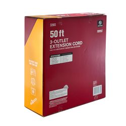 Ace Indoor or Outdoor 50 ft. L Orange Triple Outlet Cord 12/3 STW