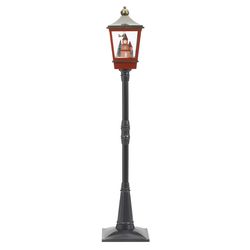 Roman LED Black/Red Snowing Tower Lantern 75 in.