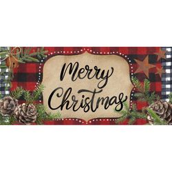 Briarwood Lane 22 in. W X 10 in. L Multi-Color Farmhouse Merry Christmas Polyester Door Mat