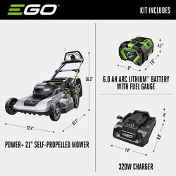 EGO Power+ 600 Series LM2114SP 21 in. 56 V Battery Self-Propelled Lawn Mower Kit (Battery &amp; Charger) W/ 6.0 AH BATTERY