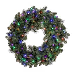 Celebrations Platinum 36 in. D LED Prelit Multicolored Mixed Pine Christmas Wreath