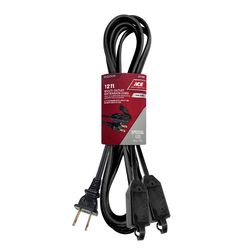 Ace Indoor 12 ft. L Black Extension Cord 16/2 SPT-2