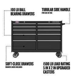 CRAFTSMAN S2000 52 in. 10 drawer Steel Rolling Tool Cabinet 32.4 in. H X 19 in. D