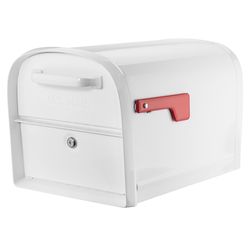 Architectural Mailboxes Oasis Classic 360 Classic Galvanized Steel Post Mount White Mailbox