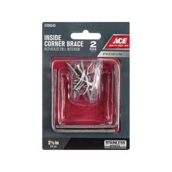 Ace 2-1/2 in. H X 3.75 in. W X 2-1/2 in. D Stainless Steel Inside L Corner Brace