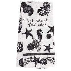 Karma Boho Black and White Cotton Coastal Tea Towel 1 pk