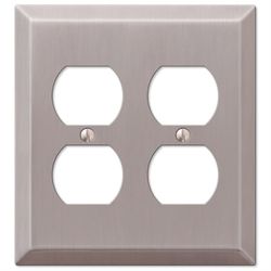 Amerelle Century Brushed Nickel 2 gang Stamped Steel Duplex Wall Plate 1 pk