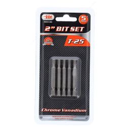 JMK Illinois Industrial Tool Torx 25 mm Power Bit Set Chrome Vanadium Steel 5 pc
